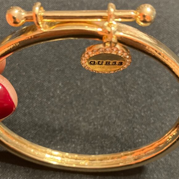 Guess Gold Tone Bangle with Charm/Bar - Picture 3 of 4